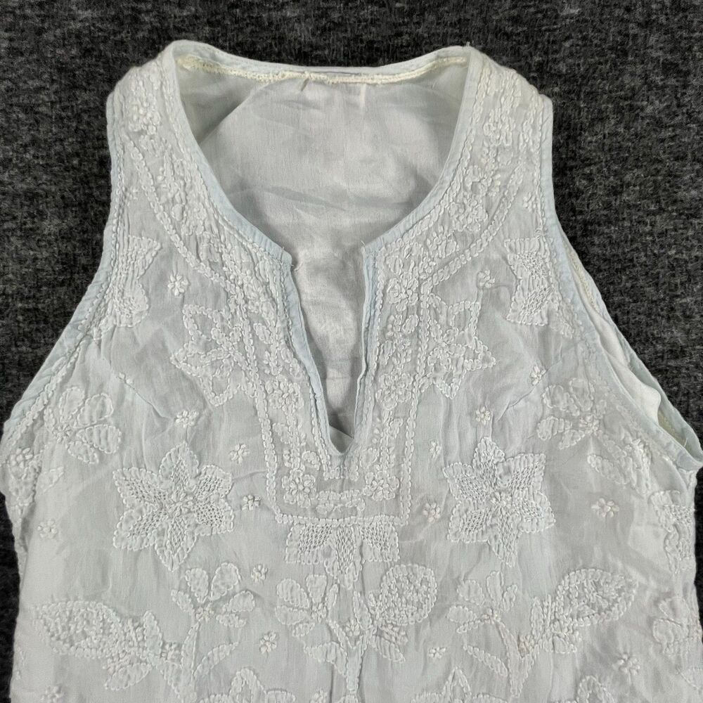 Juliet Dunn London White Embroidered Sleeveless Mini Dress Size 1 S Resort Boho - Picture 13 of 16